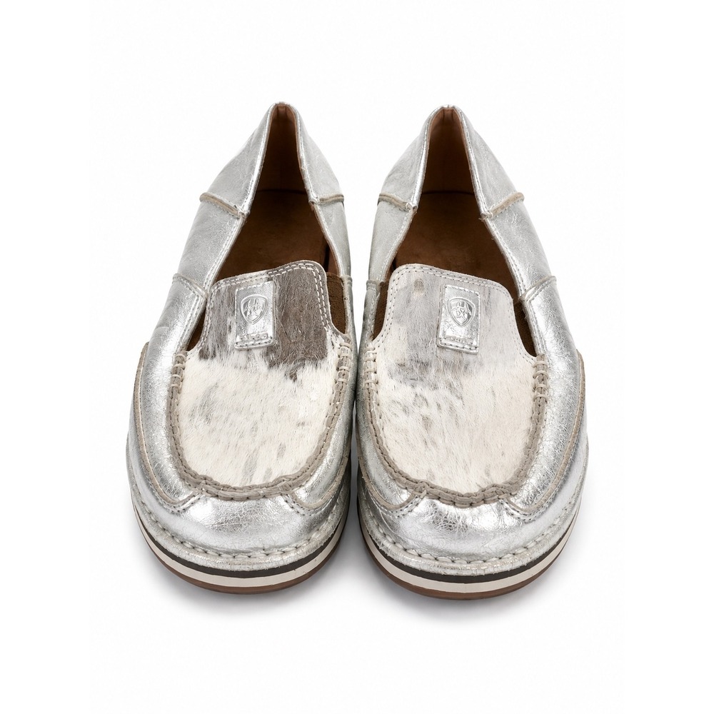 Ariat Cruiser Metallic Silver Cowhide Hair On Slip On Loafers Women's Size 8.5